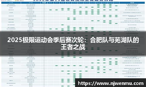 2025极限运动会季后赛次轮：合肥队与芜湖队的王者之战